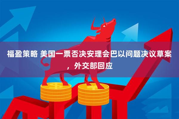 福盈策略 美国一票否决安理会巴以问题决议草案，外交部回应